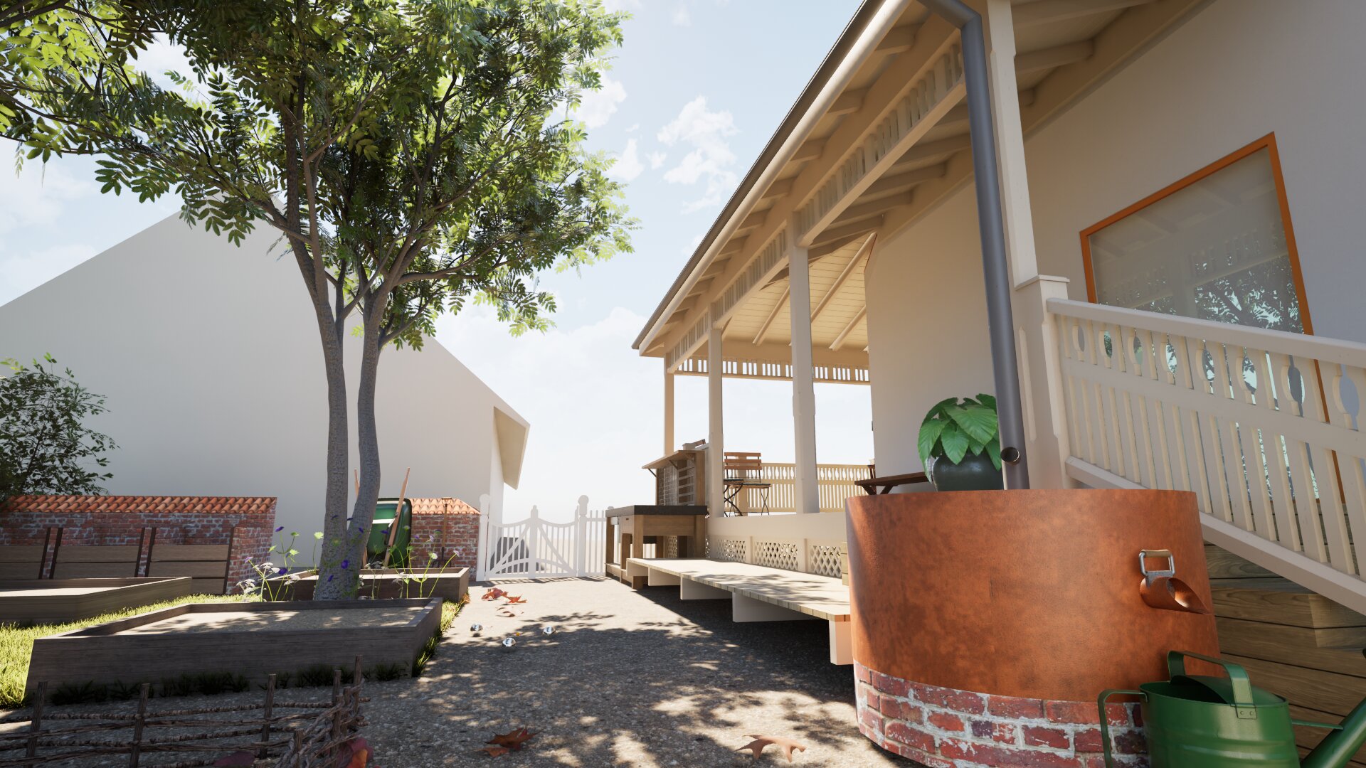 VERAPŌCHI — the porch from the garden path