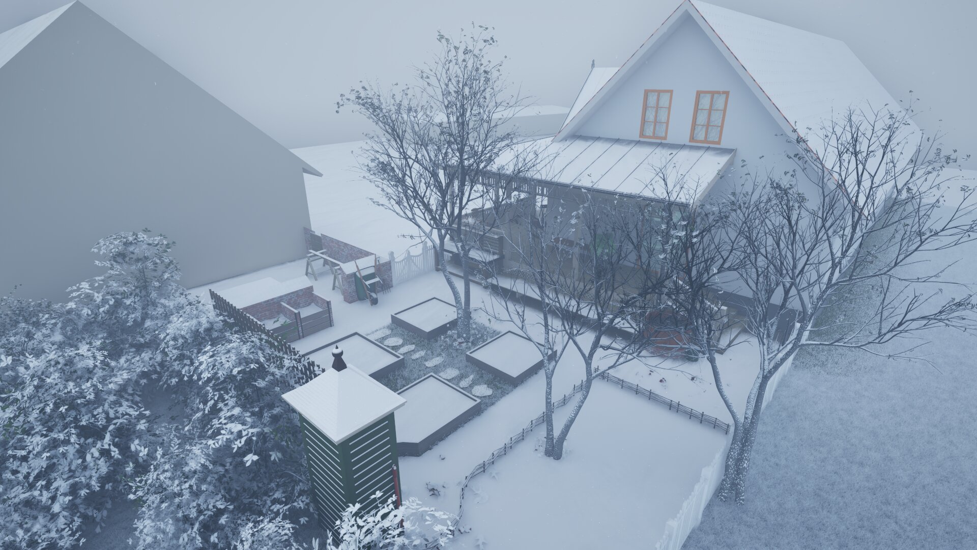 VERAPŌCHI — winter view over the garden